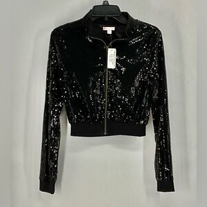Romeo & Juliet Couture Black Sequin Jacket L